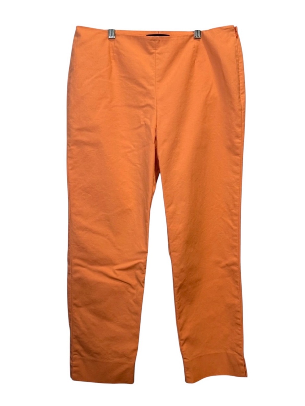 Lafayette 148 NY Orange Peach Coral Side-Zip Straight Leg Crop Pants Size 8